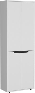 Slim Kitchen Pantry Cabinet: 11.8-Inch Depth for Small Kitchens - 4 Doors & 5 Shelves Organize 100+ Items - Modern White Storage for Apartments & Narrow Spaces