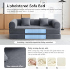 79" Convertible Sofa Bed, Couch for Living Room (Dark Gray) | Corduroy Loveseat Sleeper Sofa, Modular Futon Couch Bed with 2 pillow, Pull Out Couch No Assembly