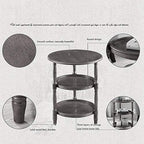Telephone Table, Small Telephone Coffee Side Table,Living Room Sofa Side Table,Three Layers of Storage,Round Tray Side Table,No Assembly Required(Black Walnut-20.07 * 20.07 * 24.60in