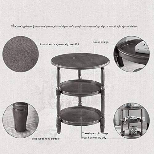 Telephone Table, Small Telephone Coffee Side Table,Living Room Sofa Side Table,Three Layers of Storage,Round Tray Side Table,No Assembly Required(Black Walnut-20.07 * 20.07 * 24.60in
