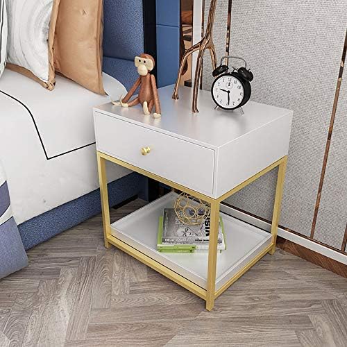 Telephone Table, Bedroom Bedside Table Multifunction Storage Rack Living Room Sofa Side Table Coffee Table Telephone Table 1 Drawer(White
