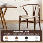Y Wishbone Chair, Solid Ash Wood Dining Chair (Walnut) | Handwoven Paper Cord Seat, 300 LBS Capacity, Non-Slip Felt Pads, Curved Armrests, Ergonomic Y Back, Fully Assembled