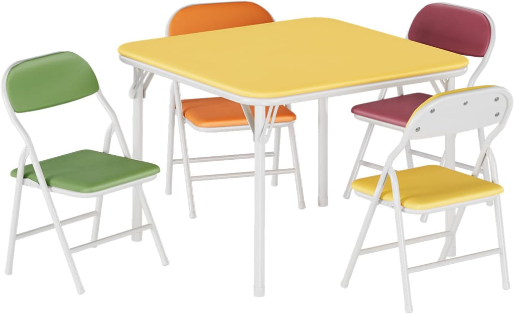 IDEALHOUSE 3 Piece Folding Kids Table and Chairs Set, Activity Table Set | 5 Piece Set for Dining Room,Daycare,Classrooms