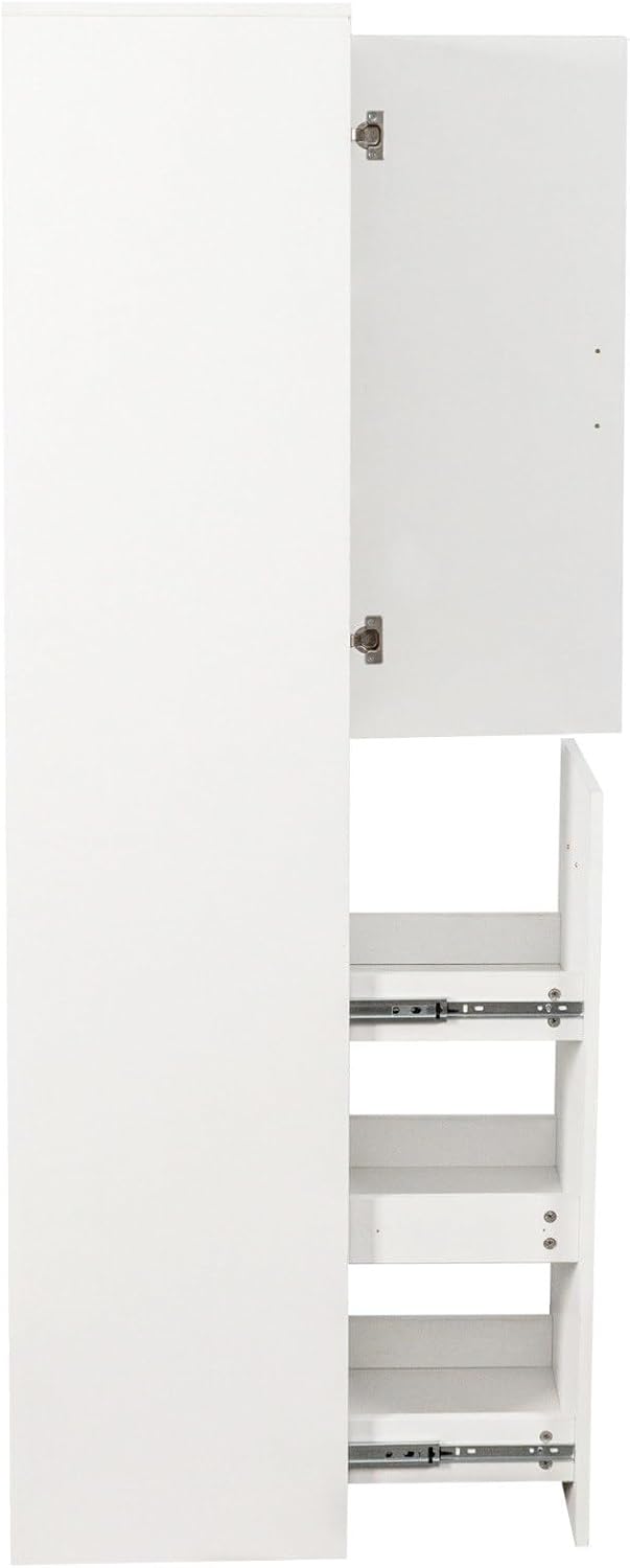 Kitchen Pantry Cabinet, 70.87" Tall Storage Cabinet with 3-Tier Pull-Out Shelves, Freestanding Cabinet with Door, 2 Adjustable Shelves, White Cupboard for Kitchen, Dining Room