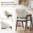 MALOL Wooden Dining Chairs Set of 4, Modern Fabric Upholstered Dining Room Chair, Kitchen Side Chairs, Farmhouse Dinner Chair with Curved Open Back for Kitchen, Beige
