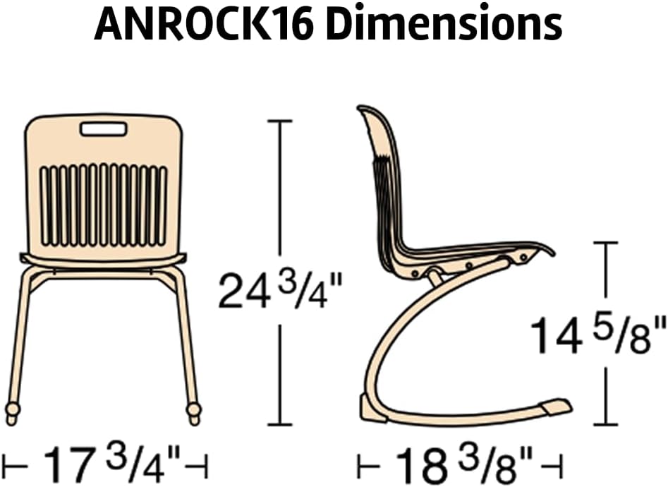Virco ANROCK16 School Rocking Chair, Analogy Rocker Series 16" Seat Height for Students 3rd - 4th Grade, Appropriate for Libraries, Break Rooms and Reading Nooks - Navy (2 Chairs)
