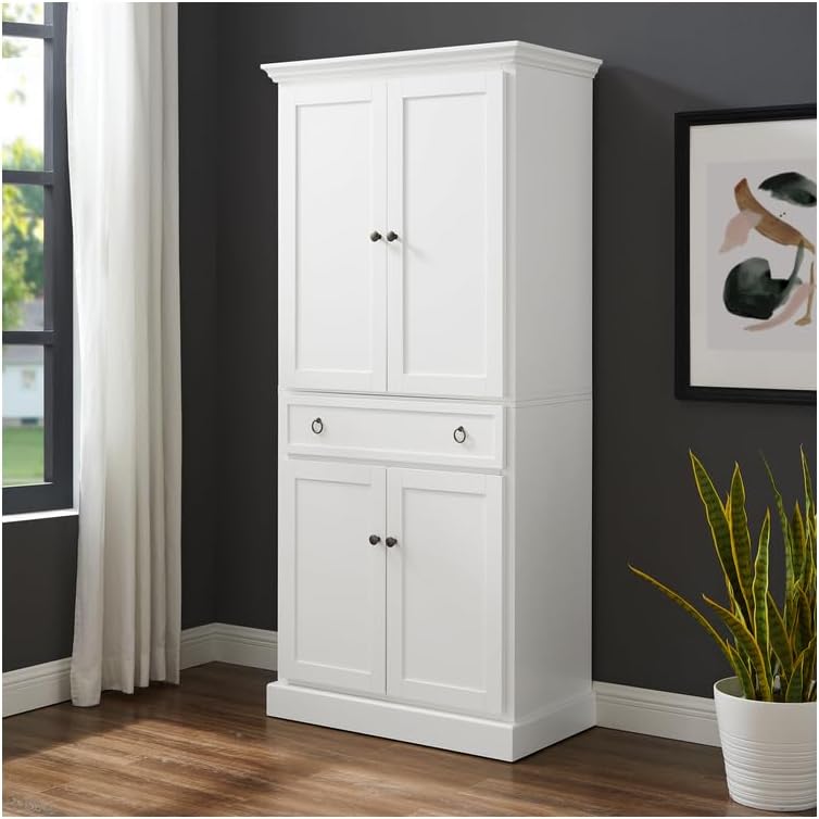 Maykoosh Pantry Cabinet - White Kitchen Storage - 18" D x 33" W x 72" H - Adjustable Shelves