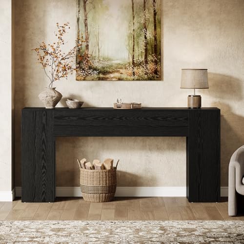 Tribesigns 71-Inch Long Console Table for Entryway, Farmhouse Sofa Console | Wood Entry Table, Console Table for Hallway, Foyer, Living Room, 300 Lb Capacity, Sturdy and Stable, Easy Assembly, Black