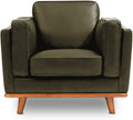 Valencia Artisan Full Leather Accent Chair 41.5” | Pure Full Italian Nappa Leather Chair, Solid Wood Accent, Ultimate Comfort, Dark Green