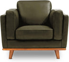 Valencia Artisan Full Leather Accent Chair 41.5” | Pure Full Italian Nappa Leather Chair, Solid Wood Accent, Ultimate Comfort, Dark Green