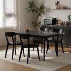 Dining Chairs, Kitchen Chairs, 100% Oak Solid Wood Modern Chair with Curved Backrest Kitchen & Dining Room Chairs Modern Chair for Living Room (Black, 4 Pack)