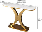 Modern Console Table with Geometric Metal Legs,Narrow Living Room Entryway Table,with 0.71" Thick Marble Tabletop,for Living Room, Foyer and Hallway,for Small Spaces(D,100cm/39.4in)