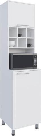 Kitchen Pantry with 2 Doors 4 Legs 8 Shelves White | FSC and CARB compliant engineered wood construction
