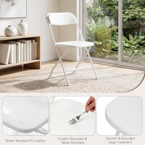 2 Pack Plastic Folding Chairs, Lightweight Stackable Portable Commercial Seat with Steel Frame for Patio, Garden, Picnic, Party, Kitchen, Indoor Outdoor Events