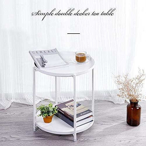 Telephone Table, Tray Metal End Table,Side Table Round Tray,Removable Tray Outdoor & Indoor Drink,Snack Coffee Table,Telephone Table,3 Colors,2 Layers (Color:White,Size:1