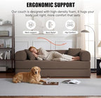 79" Convertible Futon Sofa Bed,6-in-1 Couches for Living Room | Corduroy Loveseat Sleeper Sofa, Modular Pull Out Couch with Pillows,Futon Sofa No Assembly, Brown