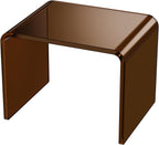 Acrylic Step Stool Small Clear Acrylic Foot Stool for Bathroom Bedroom Kitchen with Non-Slip,Holds Up to 250lbs (Dark Brown, 12.6'' x 9'' × 9.8'')