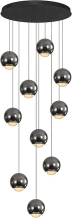 10-Light LED Staircase Black Chandelier Crystal Ceiling Lights Large Chandeliers for High Ceilings, Entryway Modern Lighting Fixture Villas and Stairs