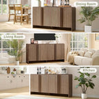 AMERLIFE 63" Fluted Sideboard Buffet Cabinet with Storage