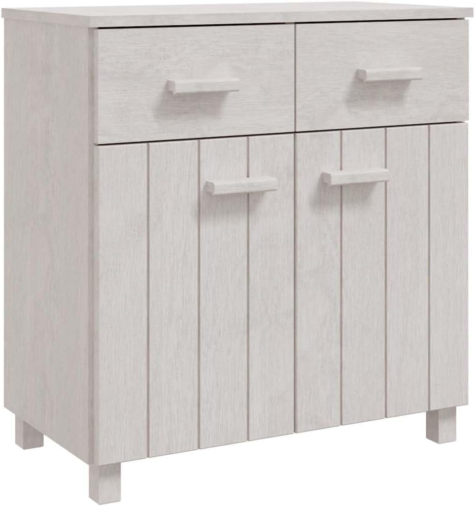 White Solid Pine Wood Sideboard with Matte Finish, 31.1 x 15.7 x 31.5 Inches, Modern Storage Cabinet for Dining Room, Spacious Drawers and Durable Construction for Home