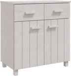 White Solid Pine Wood Sideboard with Matte Finish, 31.1 x 15.7 x 31.5 Inches, Modern Storage Cabinet for Dining Room, Spacious Drawers and Durable Construction for Home