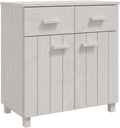 White Sideboard Buffet Cabinet, Solid Pine Wood Storage Credenza with Doors and Drawers, Modern Accent Cupboard Console for Dining Living Room, 31.1 x 15.7 x 31.5 in