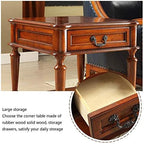 Telephone Table, Living Room Solid Wood Sofa Side Table,American Telephone Side Table,European Style Simple Retro Tea Table,Bedside Table with Drawers (Color:Chestnut,Siz