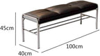 Modern Stainless Steel Long Bench with Leather Cushion Home-use Soft-Pack Shoe Changing Stool Black Entryway(XS)