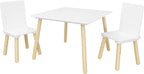 ALEVINE 3 Piece Square Back Kids Table Set | Kids wooden table and chair set with animal-themed chairs, designed for play, learning, crafts, and activities.