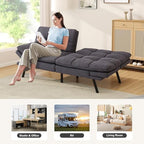 Opoiar Futon Sofa Bed Convertible Memory Foam Couch Bed, Modern Sleeper Sofa with Adjustable Armrests&Backrests, Christmas Futon Sets for Compact Living Spaces Office Dorm Bonus Room,Grey