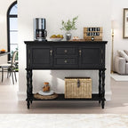 ARTPOWER Console Table with 2 Drawers, Retro Entryway Table with 2 Door | Solid Wood Veneer Entry Table, Behind Couch Sofa Table with Open Storage Shelf for Living Room, Foyer, Hallway
