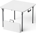 Folding Table, 36 Inch Square Foldable Card Table with Carrying Handle, Heavy Duty Fold-in-Half Portable Table No Assembly, Ideal for Picnic, Camping, RV Travel, Parties, BBQs, Crafting and Indoor Use