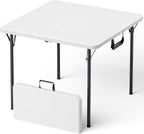 Folding Table, 36 Inch Square Foldable Card Table with Carrying Handle, Heavy Duty Fold-in-Half Portable Table No Assembly, Ideal for Picnic, Camping, RV Travel, Parties, BBQs, Crafting and Indoor Use