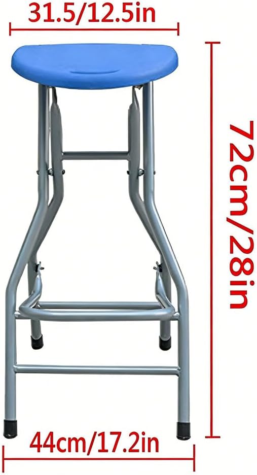 Blue Adult Folding Stool, with Handle and Foldable bar Stool, 28 inches in Size, with a Load Capacity of 200 pounds, Suitable for Camping Kitchen