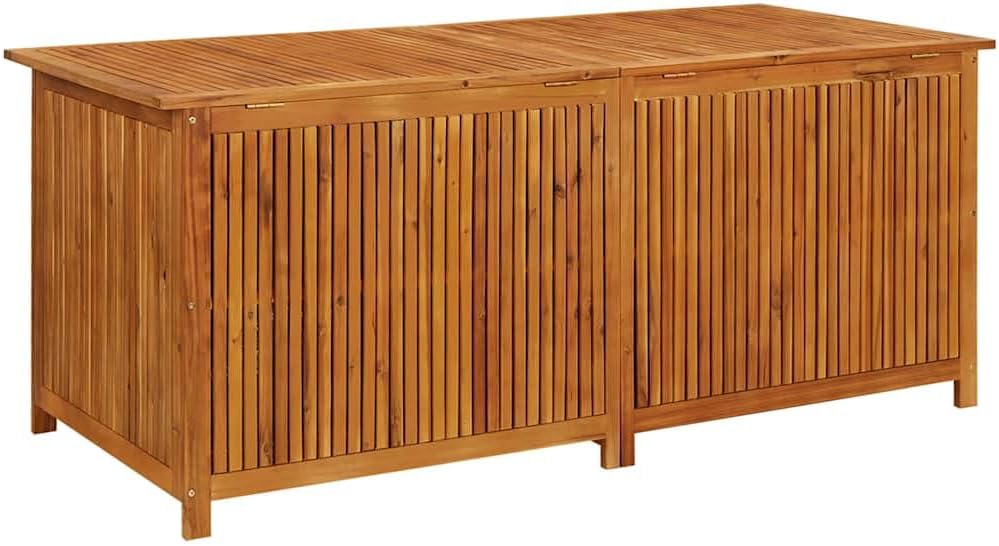 Wood Garden Backyard Organization, Wooden Garden Storage Box for Patio Furniture and Outdoor Cushions, 68.9"x31.5"x29.5",-646
