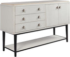 White Solid Wood Server with Metal Base, Solid Wood + MDF | Modern server with soft-close drawers and metal base