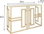 Coffee Table Golden Console Table, Marble Console Table, Telephone Table, Narrow Hall Table with Storage Bookshelf, Suitable for Corridor/Living Room