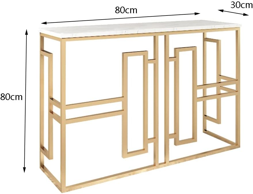 Coffee Table Golden Console Table, Marble Console Table, Telephone Table, Narrow Hall Table with Storage Bookshelf, Suitable for Corridor/Living Room