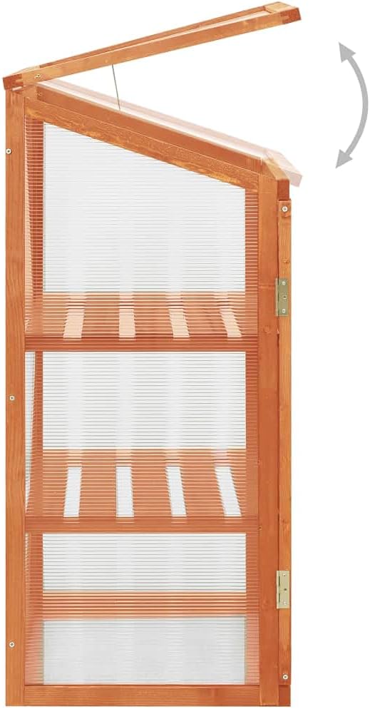 Wooden Garden Greenhouse，Wood Raised Plants Bed Raised Flower Planter Box, Garden Wood Cold Frame Greenhouse Flower Planter, Brown 23.6"x17.7"x39.4" Firwood,-680