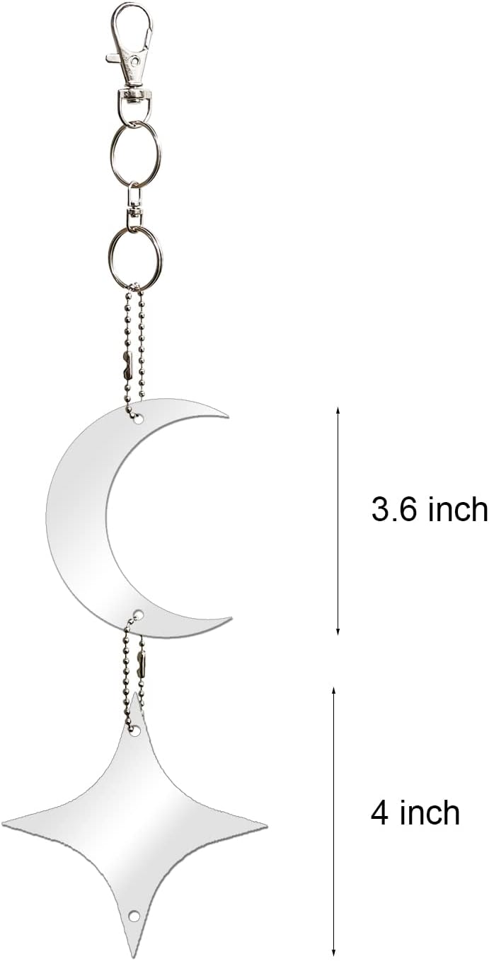 Keep Birds Away Mirror Disc, Hanging Reflectors to Scare Birds Away from Your House and Garden, 16 Moon-Star Discs