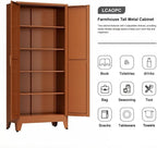 LCAOPC 71" Tall Metal Storage Cabinet with 2 Doors and 4 Adjustable Shelves, 5-Tier Kitchen Pantry Storage Cabinet for Kitchen, Living Room, Dining Room and Office, Brown