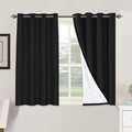 H.VERSAILTEX 100% Blackout Curtains for Bedroom Thermal Insulated Linen Textured Curtains Heat and Full Light Blocking Drapes Living Room Curtains 2 Panel Sets, Black, 52x45 Inch