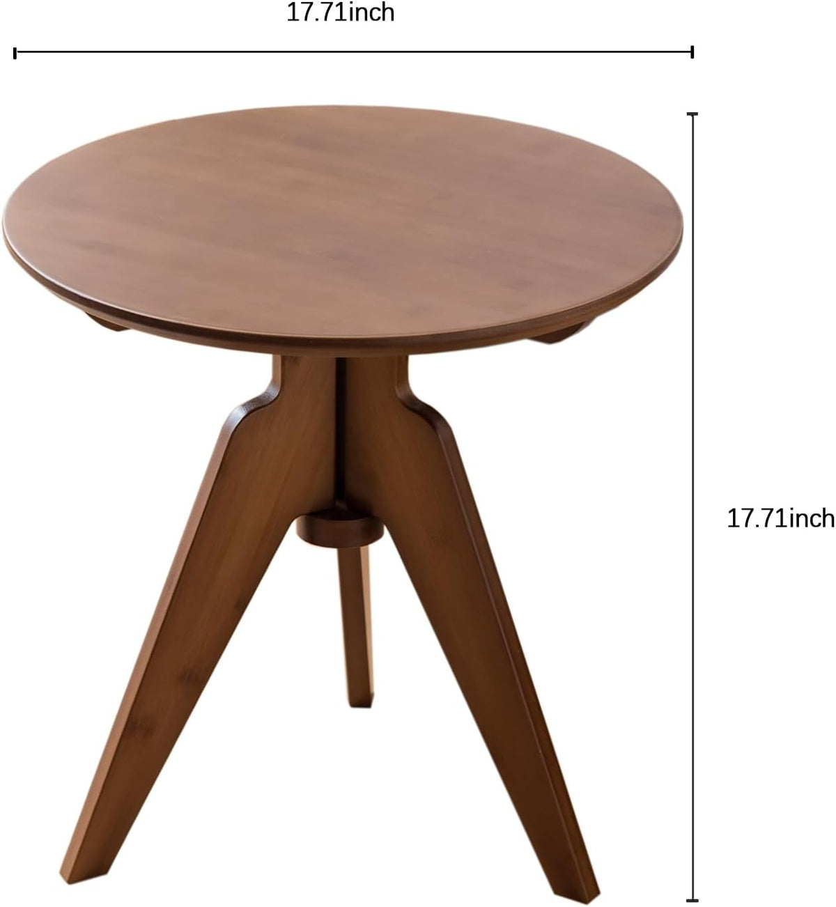 Maydear Bamboo Round Side Table Small Accent Table or Coffee Table for Living Room, Bedroom, or Office, Easy Assembly, 3-Leg Design