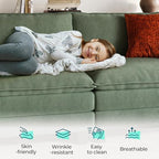 LINSY HOME 123'' Modular Sectional Sofa 3 Seat Couch Corduroy Cloud Couch with Deep Seat, Modern L-Shaped Cloud Couch with 1 Movable Ottoman for Living Room, Office, Bedroom, Green