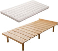 EMOOR Japanese Futon Mattress & Wood Slatted Bed Set Machi-OSMOS Twin (Earth-Natural), Solid Pine 3-Heights Adjustable Easy-Assemble Japanese Sleeping Bed Tatami Mat