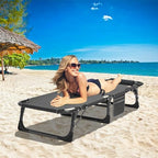 DoCred Chaise Lounge Chair, 5-Position Folding Outdoor Lounge Chair | Heavy Duty Sturdy Steel Frame Chaise Lounge w/ Removable Cushion & Pillow, Folds Flat for Storage, for Beach, Pool & Patio