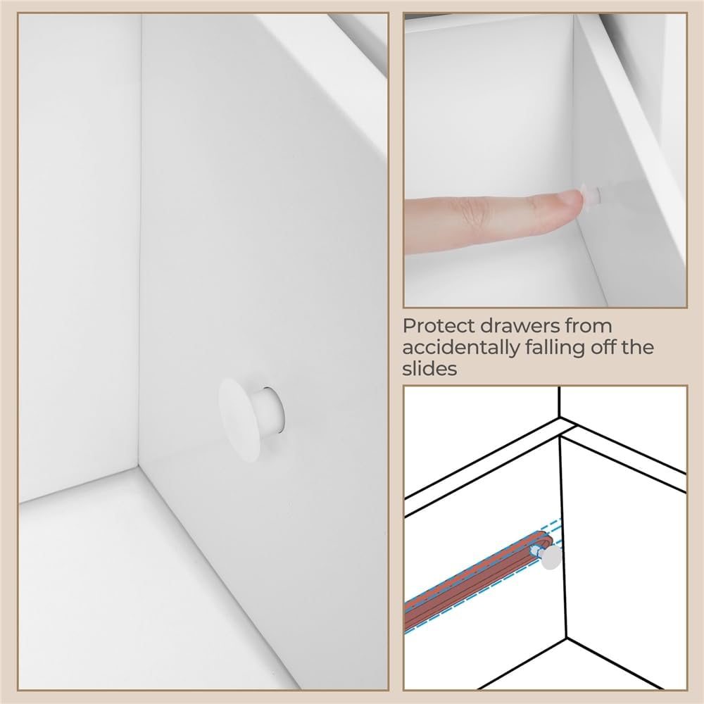 Yaheetech Bathroom Storage Cabinet, 12" W Slim 4-Drawer Design, White | Narrow Freestanding Organizer for Small Spaces, Beside Toilet or Vanity, Beadboard Tower, 32.5"H, P2 MDF, Water-resistant
