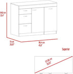 Grecia Kitchen Base Cabinet, 3 Drawers, 2 Shelves - White/Dark Walnut