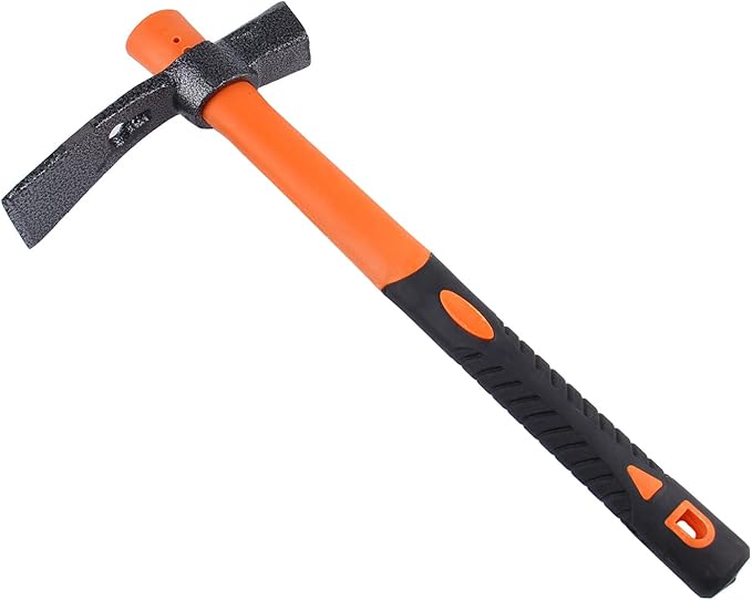 Dual Head Hammer Hoe with Heavy Duty Forged Adze and Ergonomic Non-Slip Handle for Gardening, Hunting, Landscaping Outdoor 39mm/15-Inch