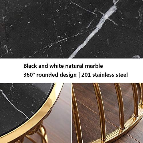 Telephone Table, Marble Round Metal Side Table,Living Room Sofa Side Table,Telephone Table,Hourglass Shape,for Living Room,Champagne Gold (Color:Champagne Gold,Size:19.68